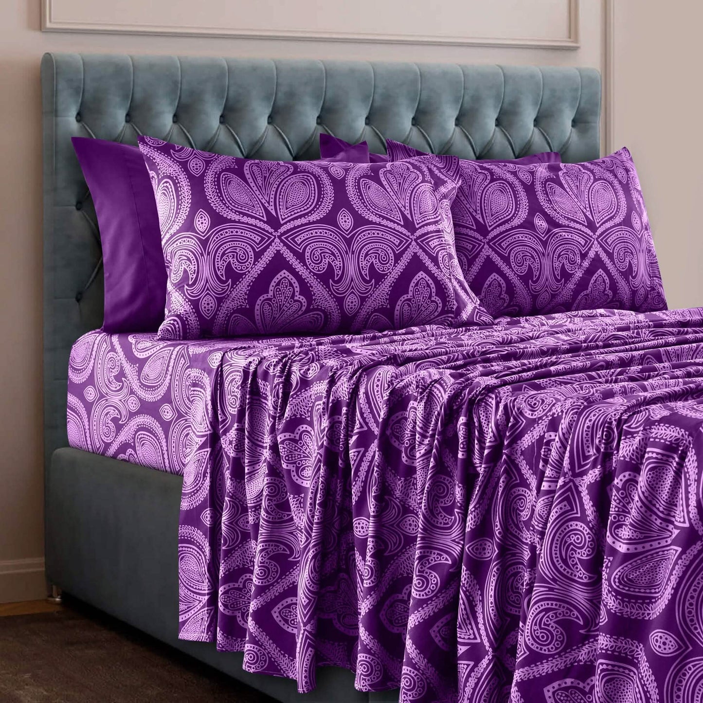 6 Piece Paisley Printed Sheet Set Bed Sheets Deep Pocket Bedding DailySale
