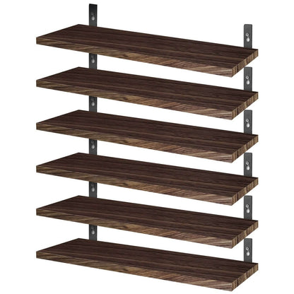 6-Piece Set: Wall Mounted Shelve Wood Storage Metal Bracket Display DailySale
