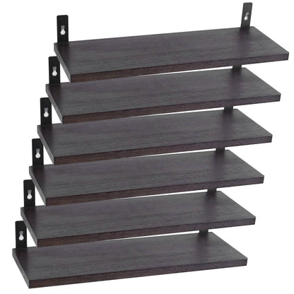 6-Piece Set: Wall Mounted Shelve Wood Storage Metal Bracket Display DailySale
