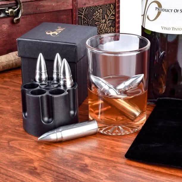 6-Piece Set: Whiskey Bullets Stainless Steel with Base DailySale