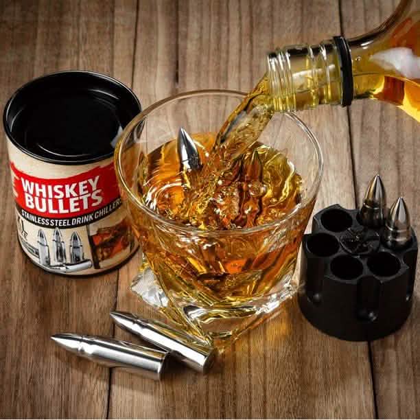 6-Piece Set: Whiskey Bullets Stainless Steel with Base DailySale