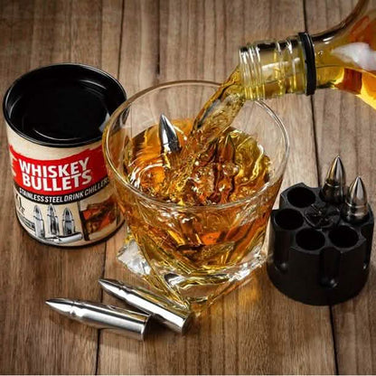 6-Piece Set: Whiskey Bullets Stainless Steel with Base DailySale