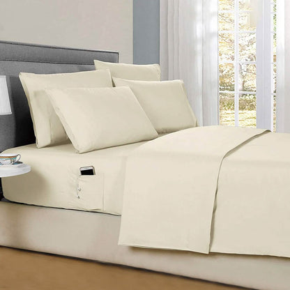 6-Piece: Solid with Side Pockets Sheet Set in Full DailySale