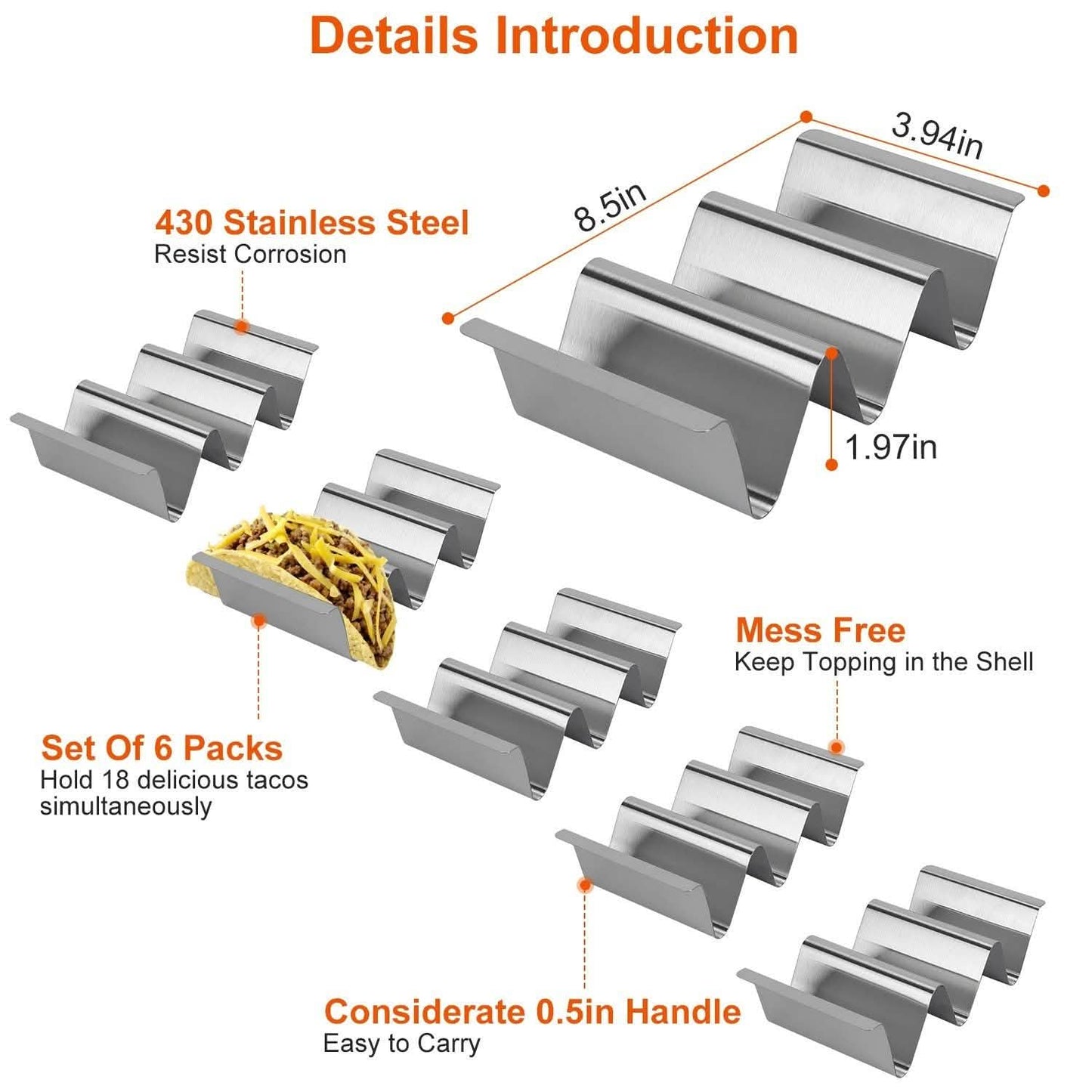 6-Piece: Stainless Steel Taco Holders DailySale
