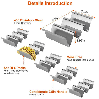 6-Piece: Stainless Steel Taco Holders DailySale