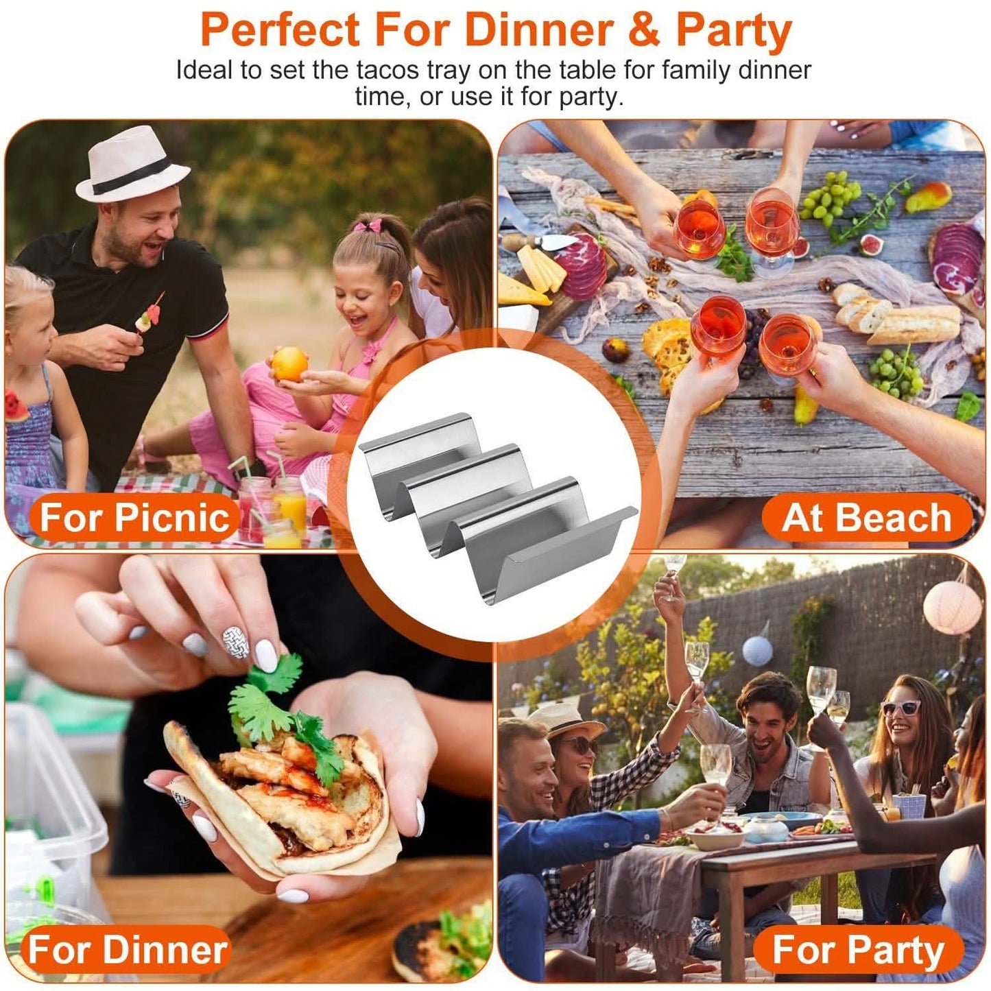 6-Piece: Stainless Steel Taco Holders DailySale