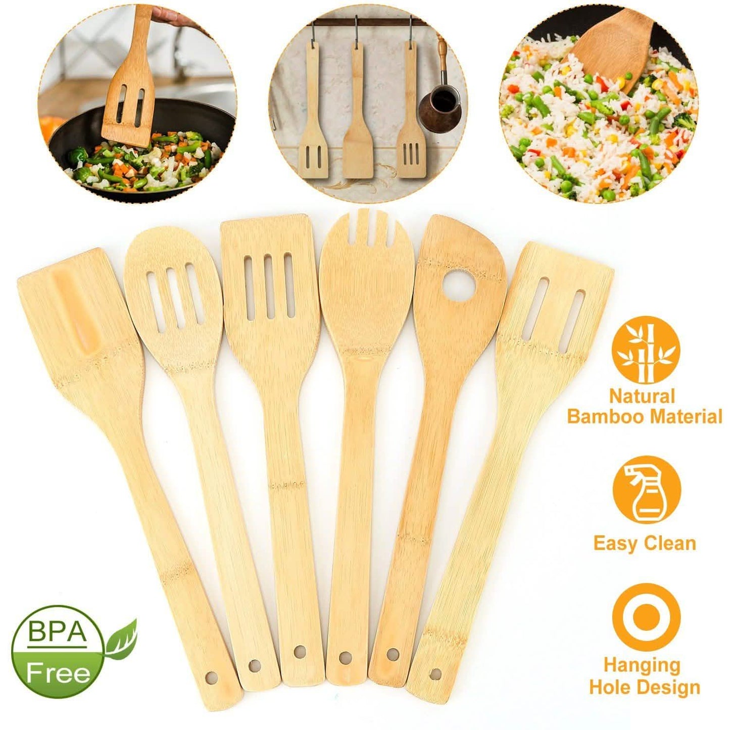 6-Pieces: Cooking Utensil Bamboo Wooden Spoons DailySale