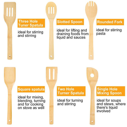6-Pieces: Cooking Utensil Bamboo Wooden Spoons DailySale