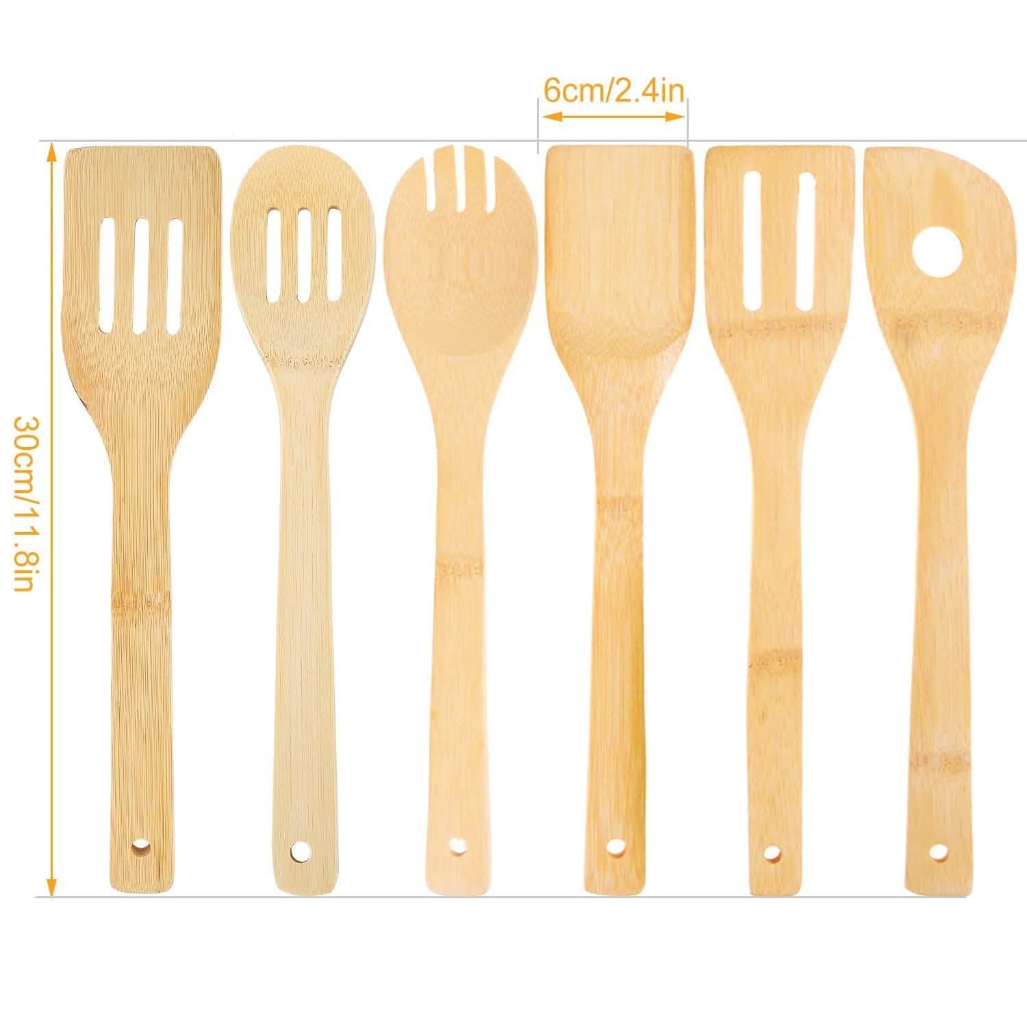 6-Pieces: Cooking Utensil Bamboo Wooden Spoons DailySale