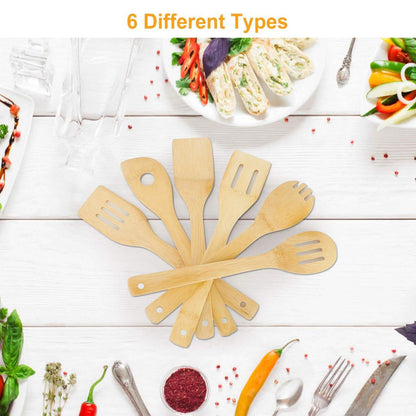 6-Pieces: Cooking Utensil Bamboo Wooden Spoons DailySale