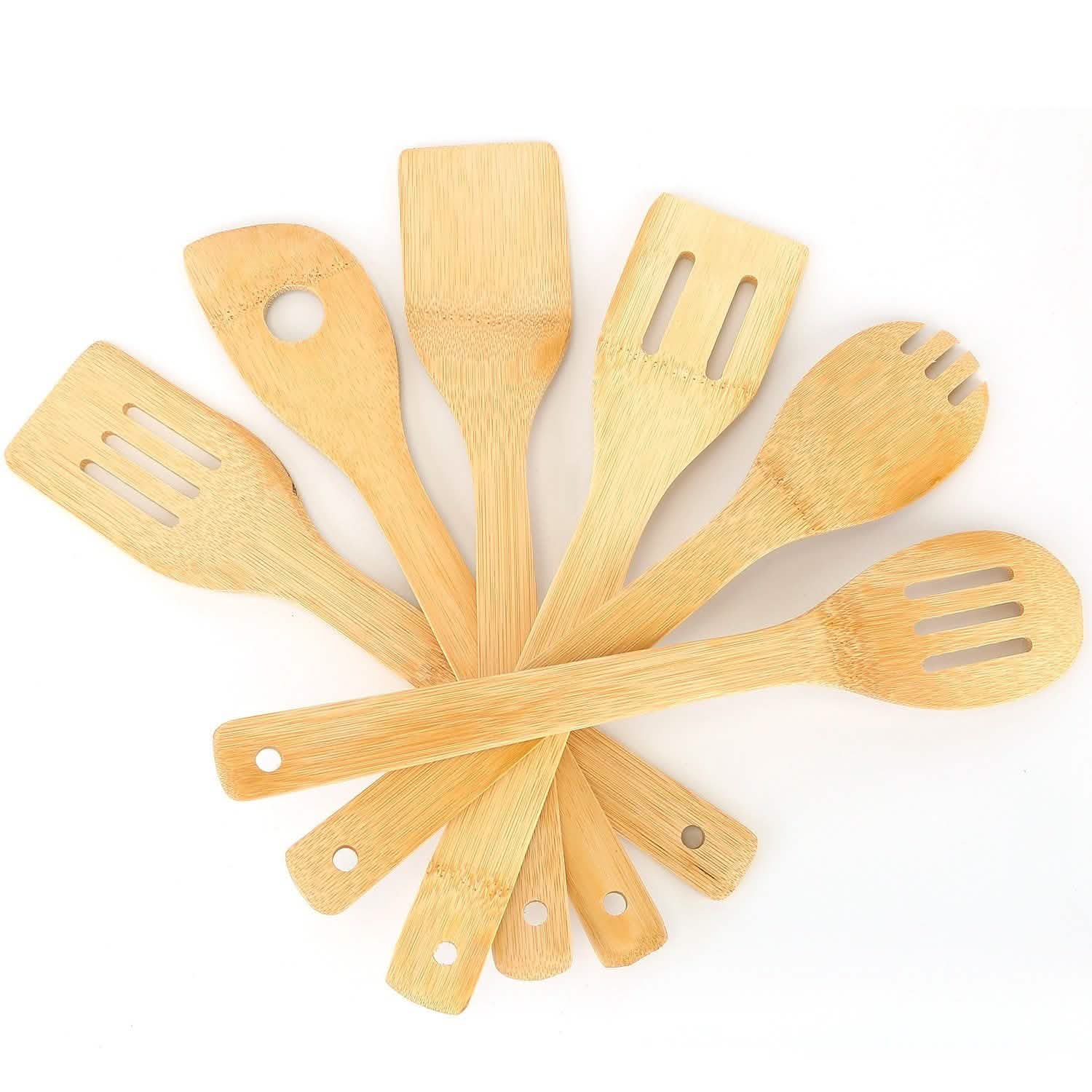 6-Pieces: Cooking Utensil Bamboo Wooden Spoons DailySale