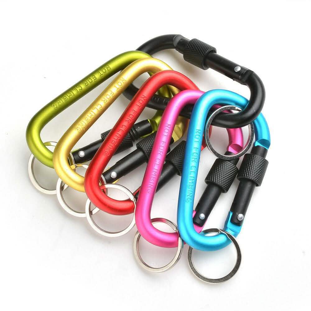 6-Pieces: D-Ring Screw Locking Carabiner Hook Clip Aluminum Camping Keychain DailySale