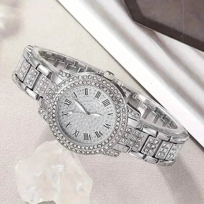 6-Pieces: Elegant Women's Jewelry Set with Quartz Roman Numerals Watch DailySale