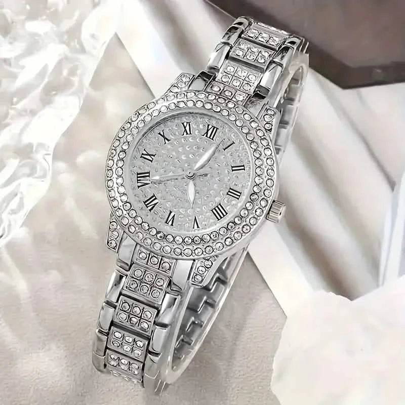 6-Pieces: Elegant Women's Jewelry Set with Quartz Roman Numerals Watch DailySale