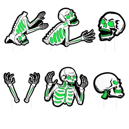 6-Pieces: Glow in the Dark Halloween Yard Sign Decorations with 12 Stakes DailySale
