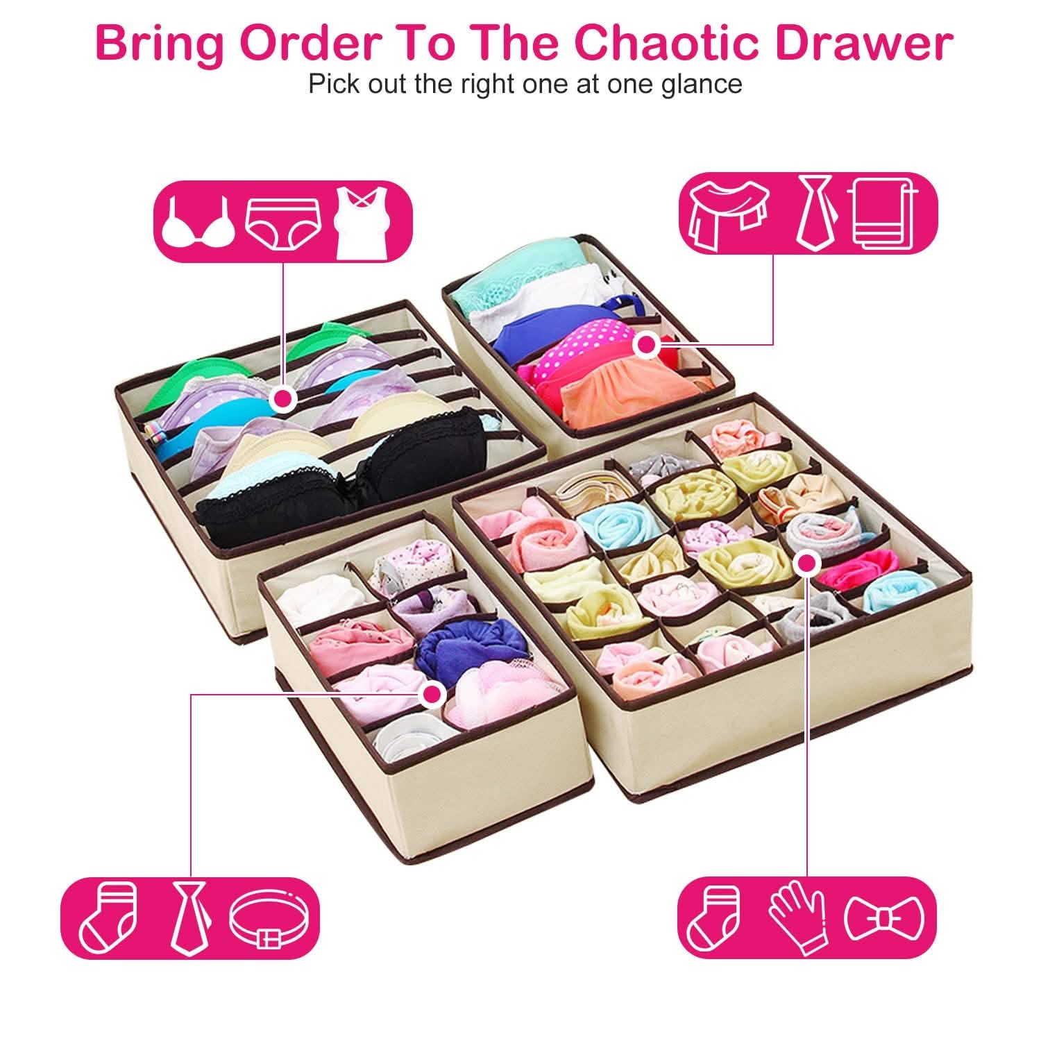 6-Pieces Set: Foldable Underwear Organizer Divider Container DailySale