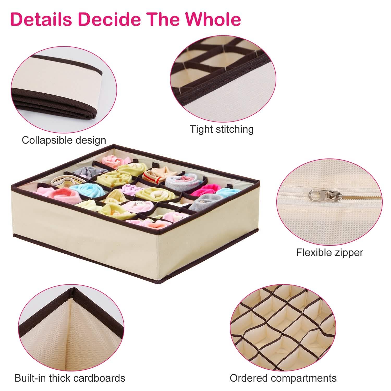 6-Pieces Set: Foldable Underwear Organizer Divider Container DailySale