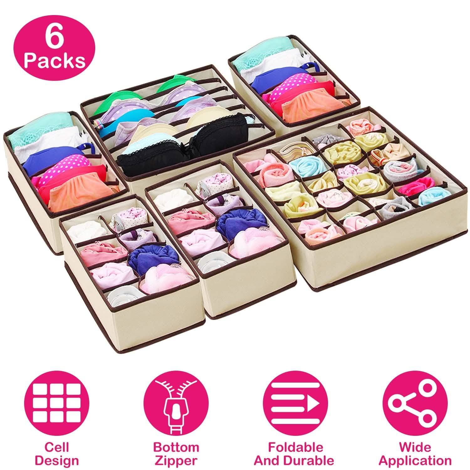 6-Pieces Set: Foldable Underwear Organizer Divider Container DailySale