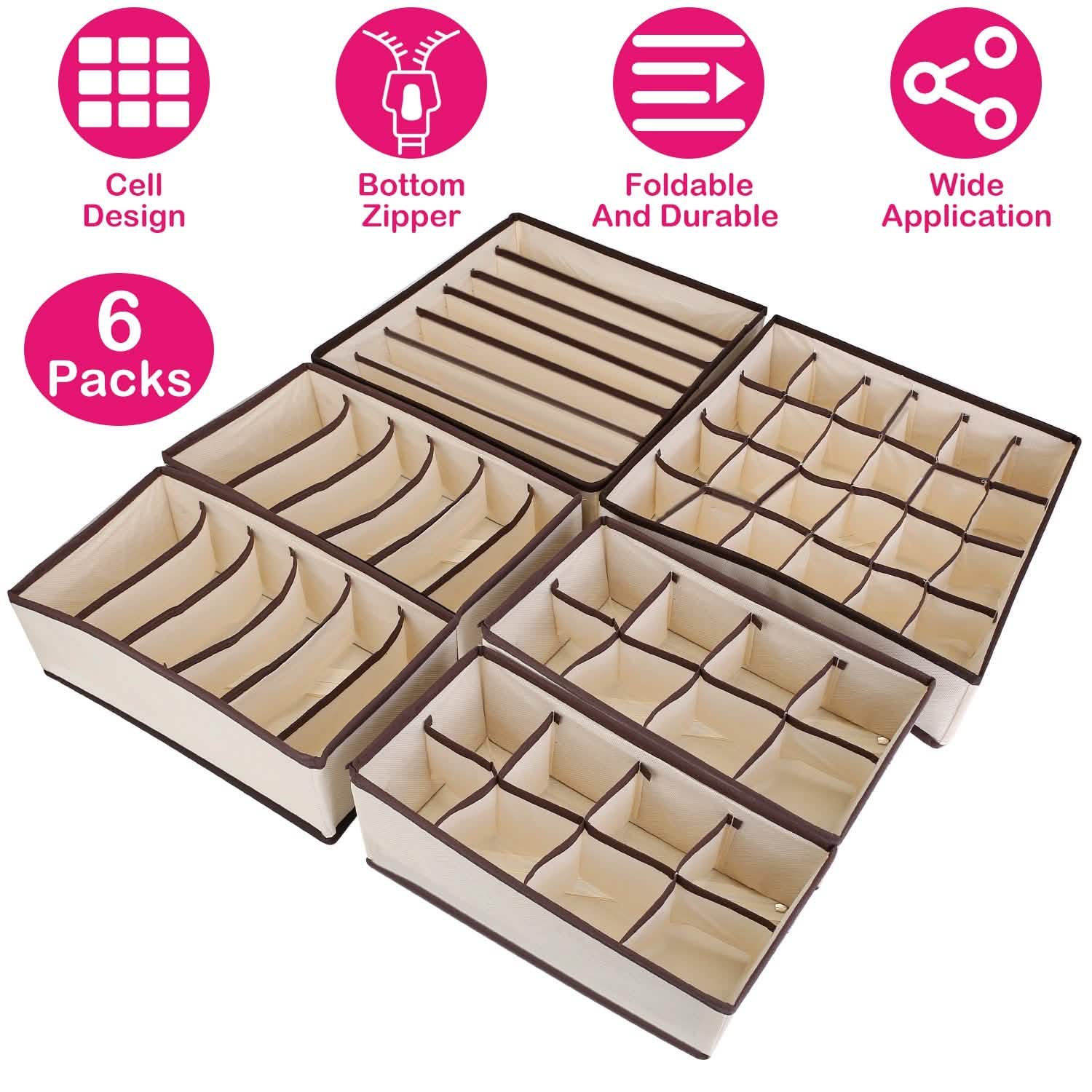6-Pieces Set: Foldable Underwear Organizer Divider Container DailySale