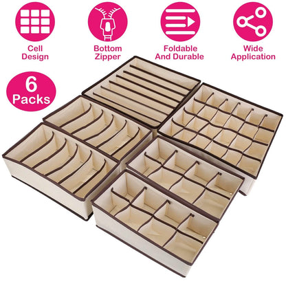6-Pieces Set: Foldable Underwear Organizer Divider Container DailySale