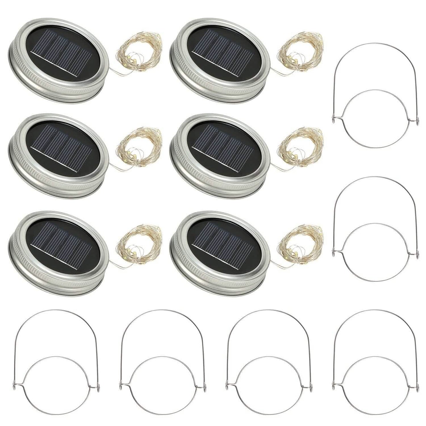 6-Pieces: Solar Powered Mason Jar Lid Lights 20 LEDs DailySale