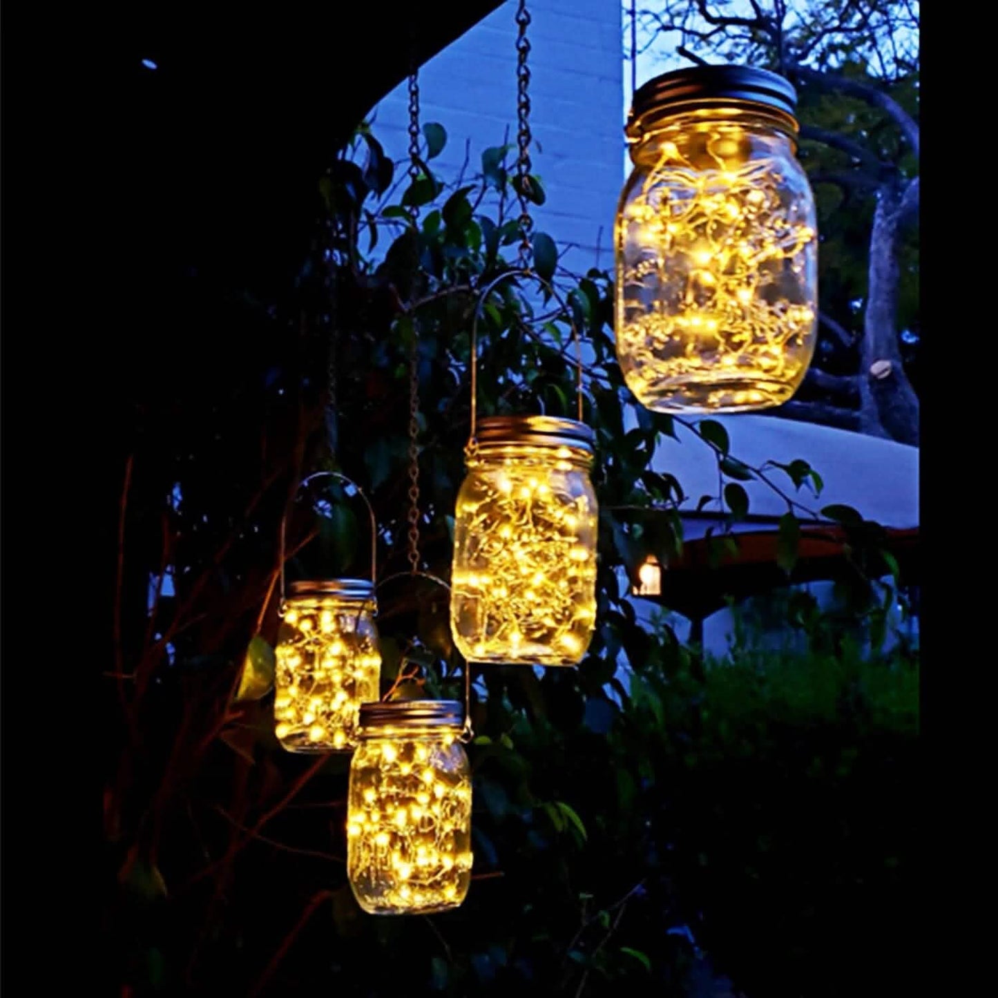 6-Pieces: Solar Powered Mason Jar Lid Lights 20 LEDs DailySale