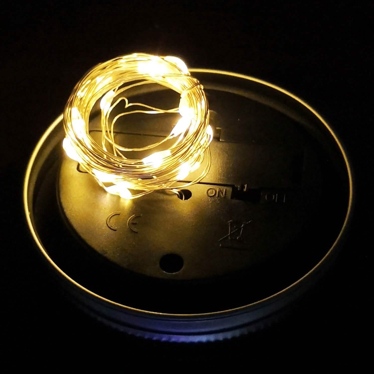 6-Pieces: Solar Powered Mason Jar Lid Lights 20 LEDs DailySale