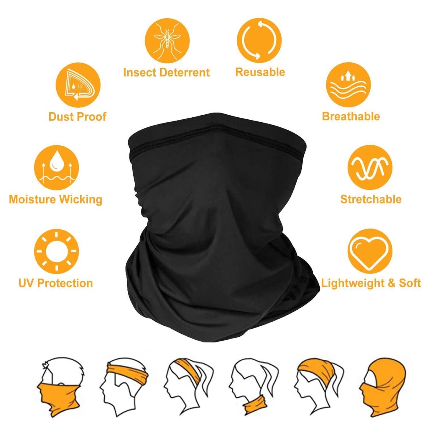 6-Pieces: Summer Neck Gaiter UV Sunscreen Protection Face Mask DailySale