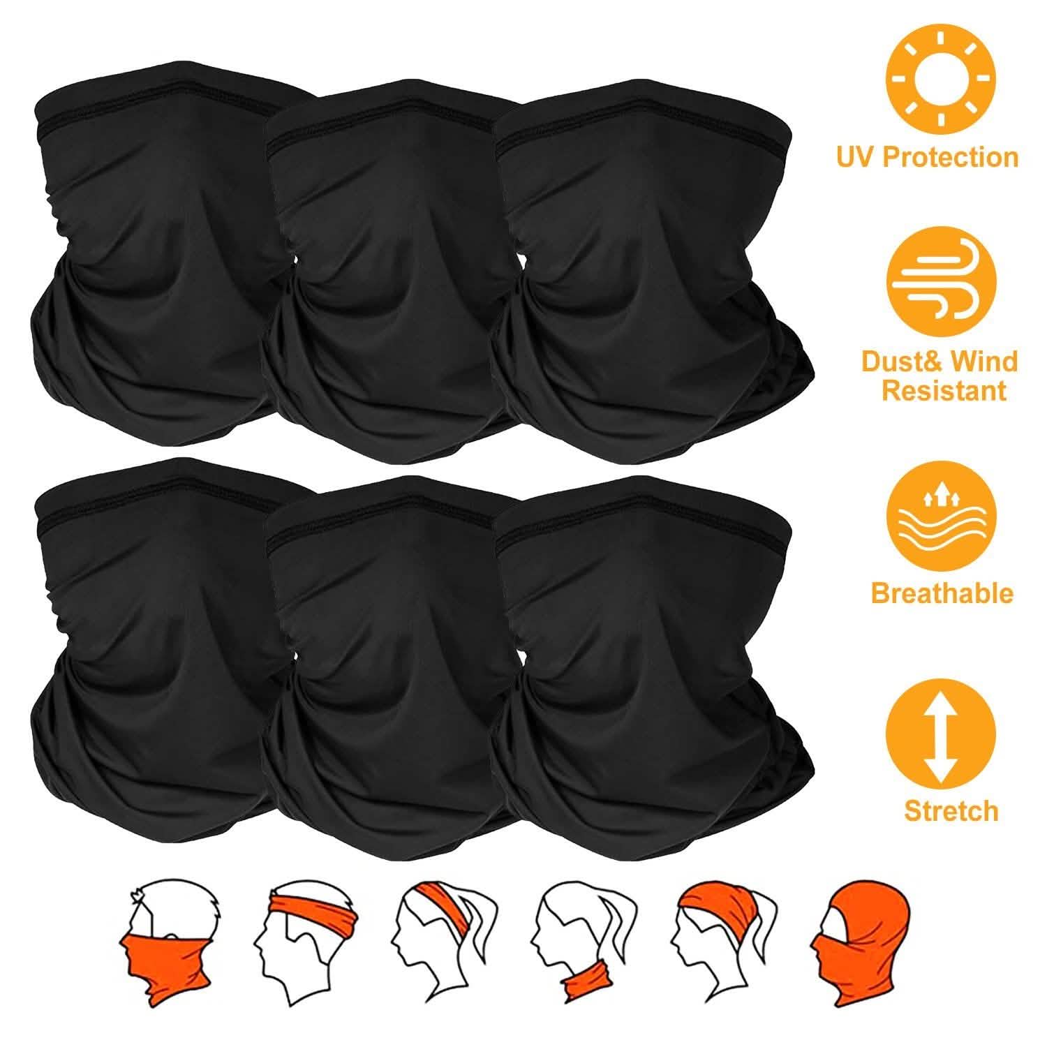6-Pieces: Summer Neck Gaiter UV Sunscreen Protection Face Mask DailySale