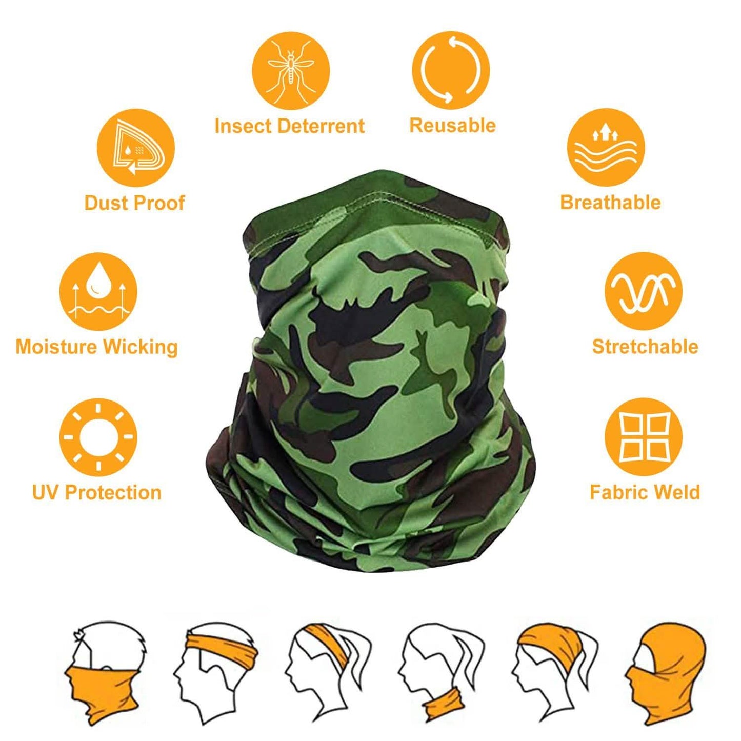 6-Pieces: Summer Neck Gaiter UV Sunscreen Protection Face Mask Scarf DailySale