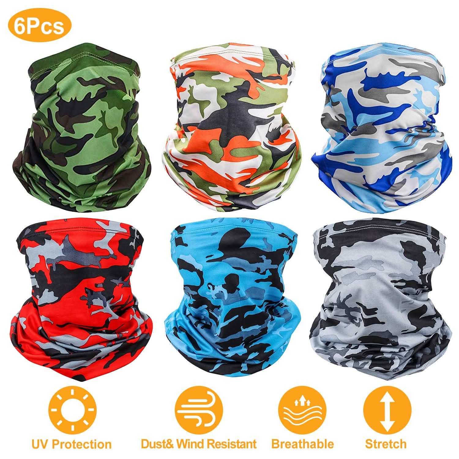 6-Pieces: Summer Neck Gaiter UV Sunscreen Protection Face Mask Scarf DailySale