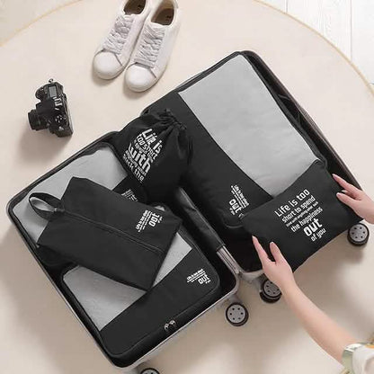 6-Pieces: Travel Luggage Organizers Set Packing Cubes with Shoe Bag Cosmetics Accessories DailySale