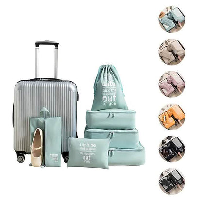 6-Pieces: Travel Luggage Organizers Set Packing Cubes with Shoe Bag Cosmetics Accessories DailySale