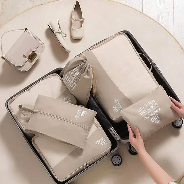 6-Pieces: Travel Luggage Organizers Set Packing Cubes with Shoe Bag Cosmetics Accessories DailySale