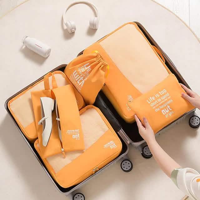 6-Pieces: Travel Luggage Organizers Set Packing Cubes with Shoe Bag Cosmetics Accessories DailySale