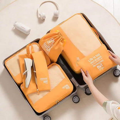 6-Pieces: Travel Luggage Organizers Set Packing Cubes with Shoe Bag Cosmetics Accessories DailySale