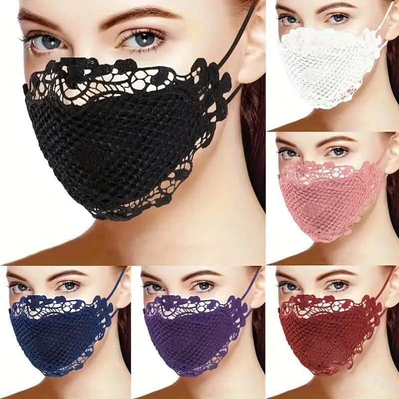 6-Pieces: Women's Printed Multicolor Lace Mask DailySale