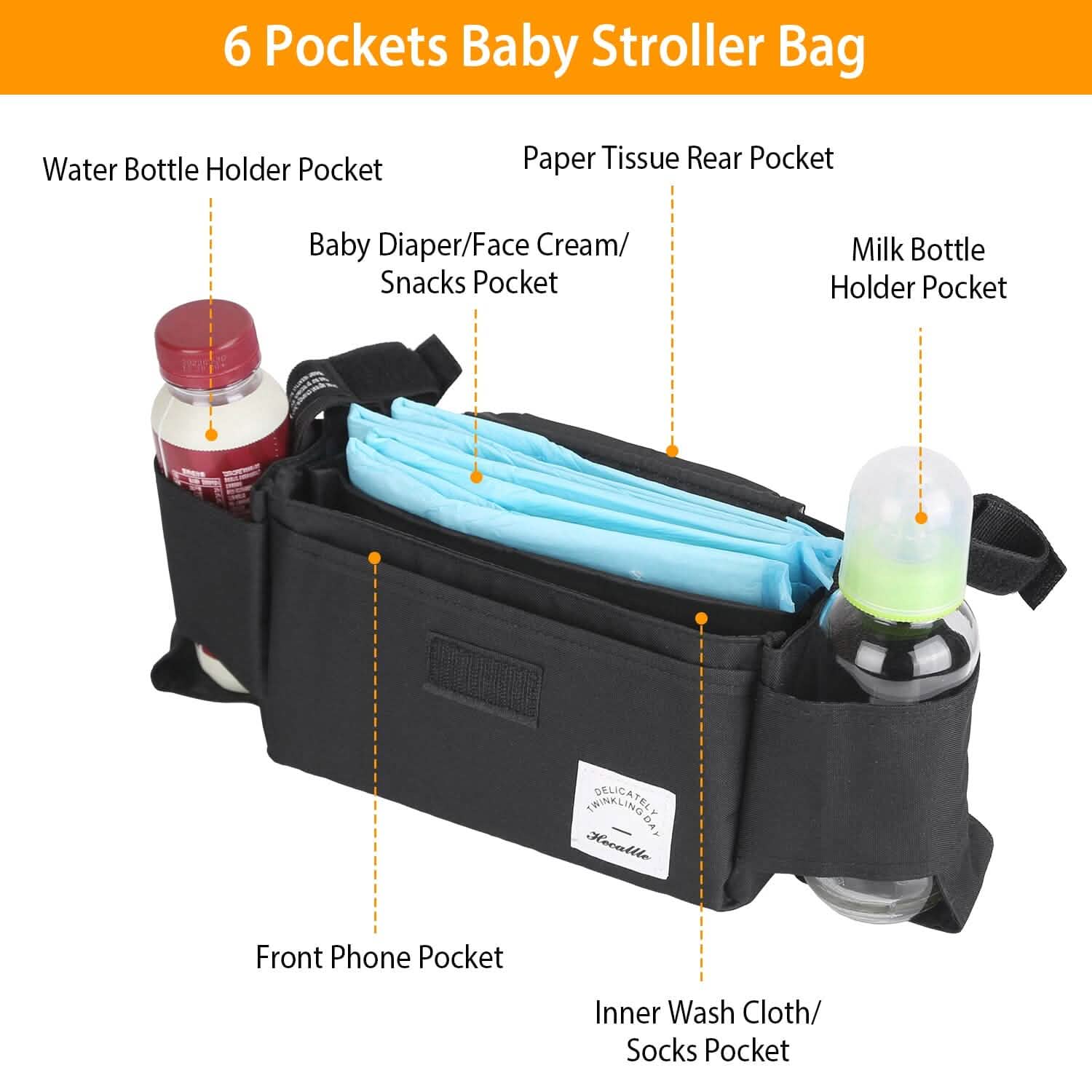 6-Pockets Baby Trolley Bag with Cup Holder DailySale