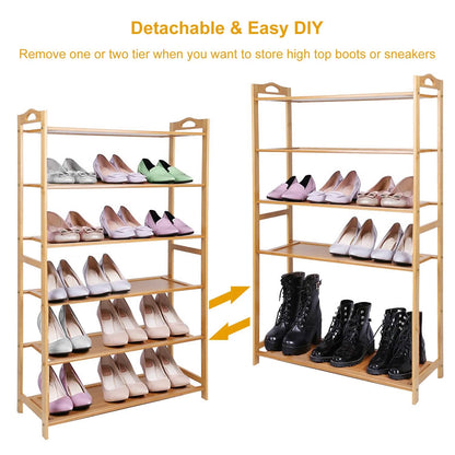 6 Tier Bamboo Shoe Rack Organizer DailySale