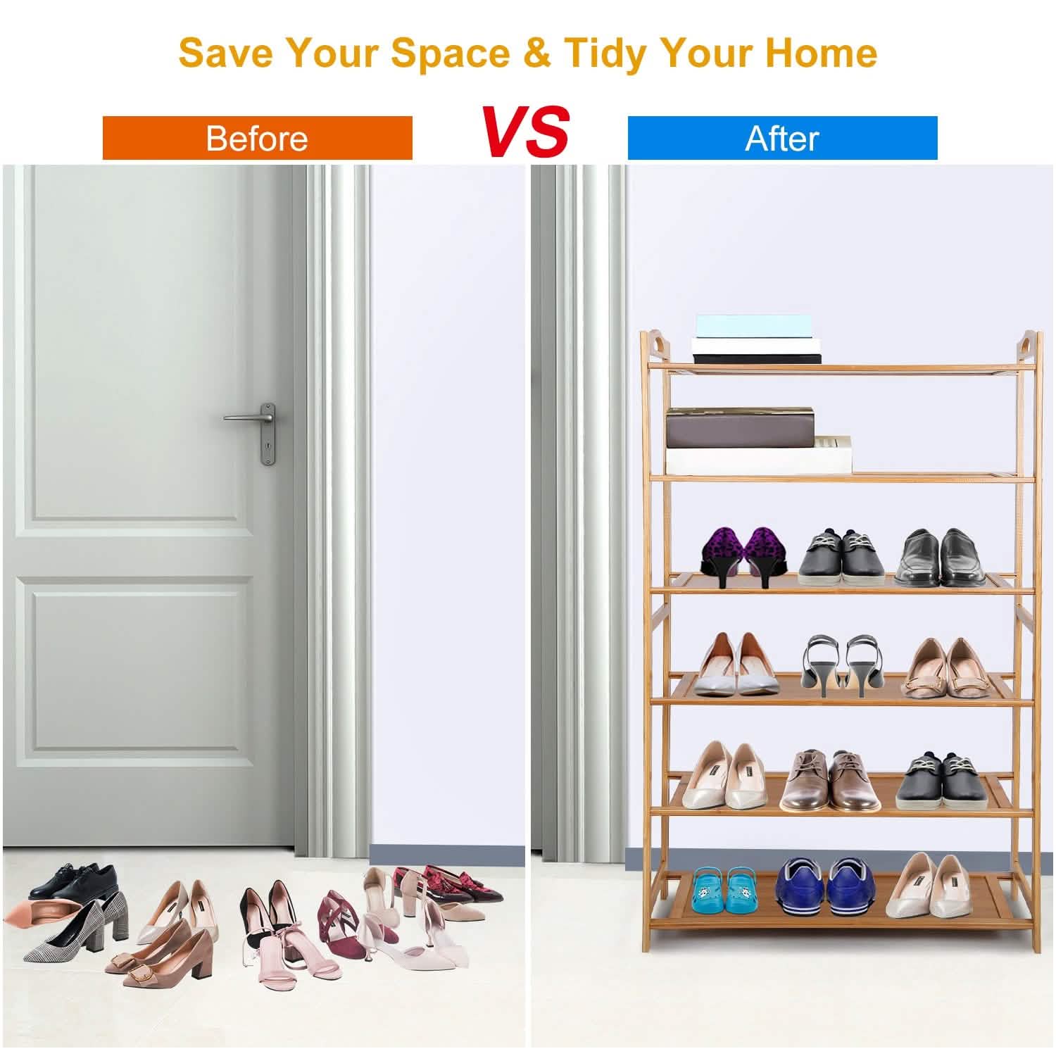 6 Tier Bamboo Shoe Rack Organizer DailySale