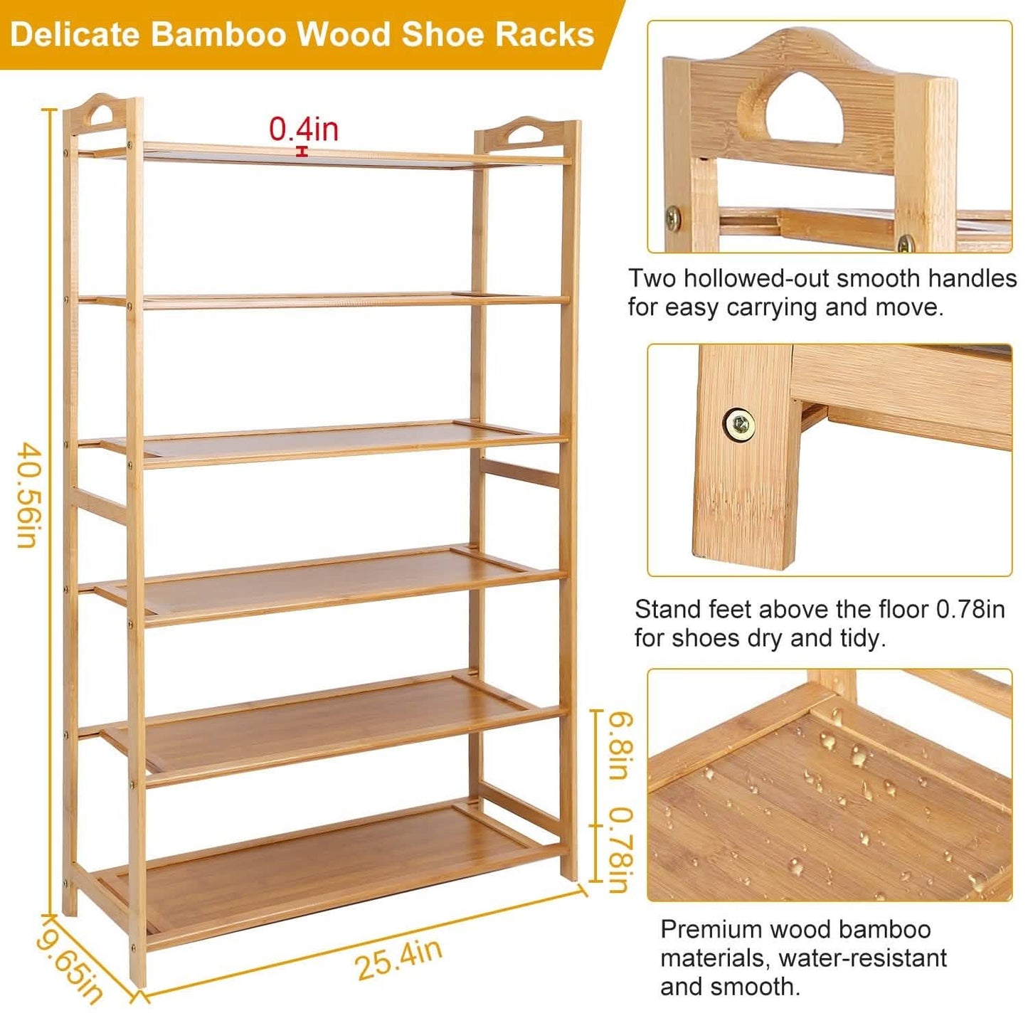 6 Tier Bamboo Shoe Rack Organizer DailySale