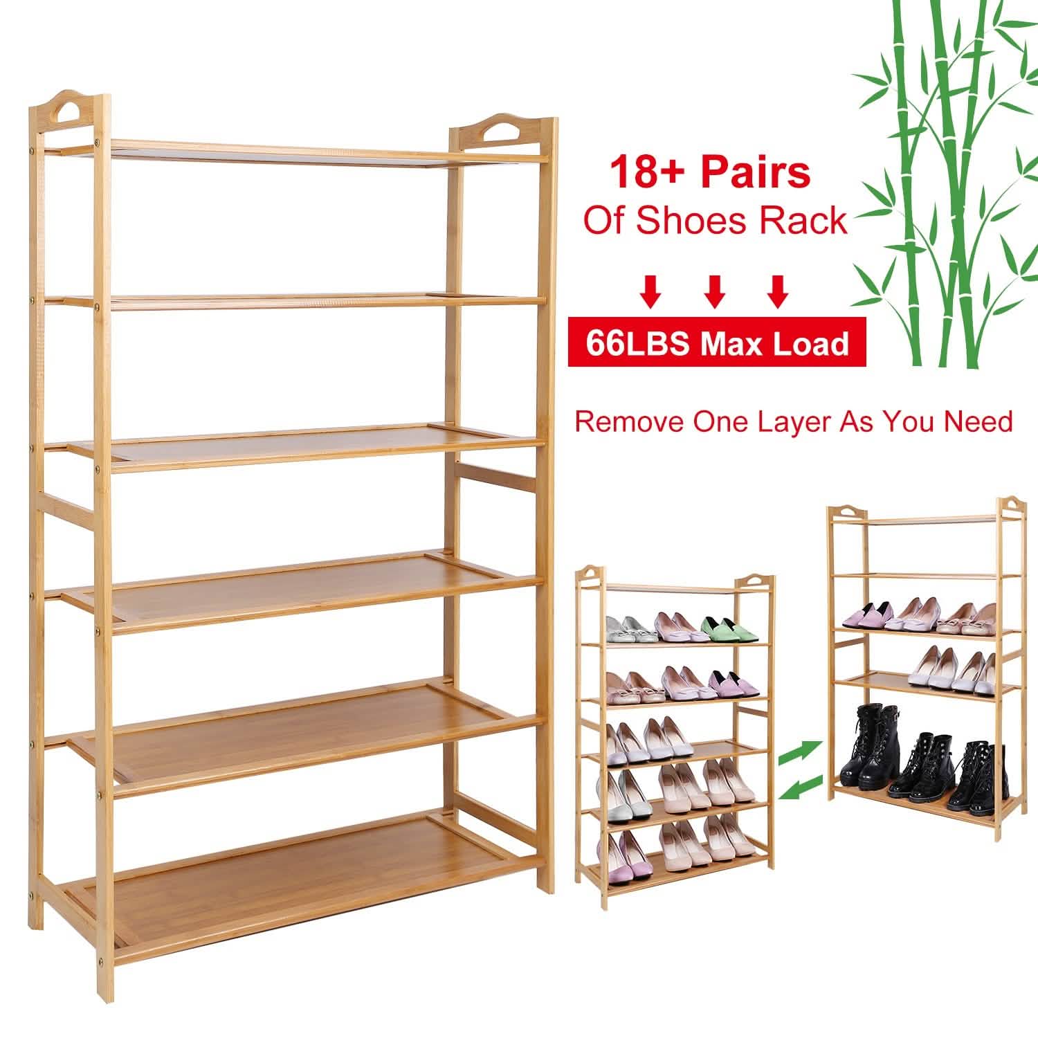 6 Tier Bamboo Shoe Rack Organizer DailySale
