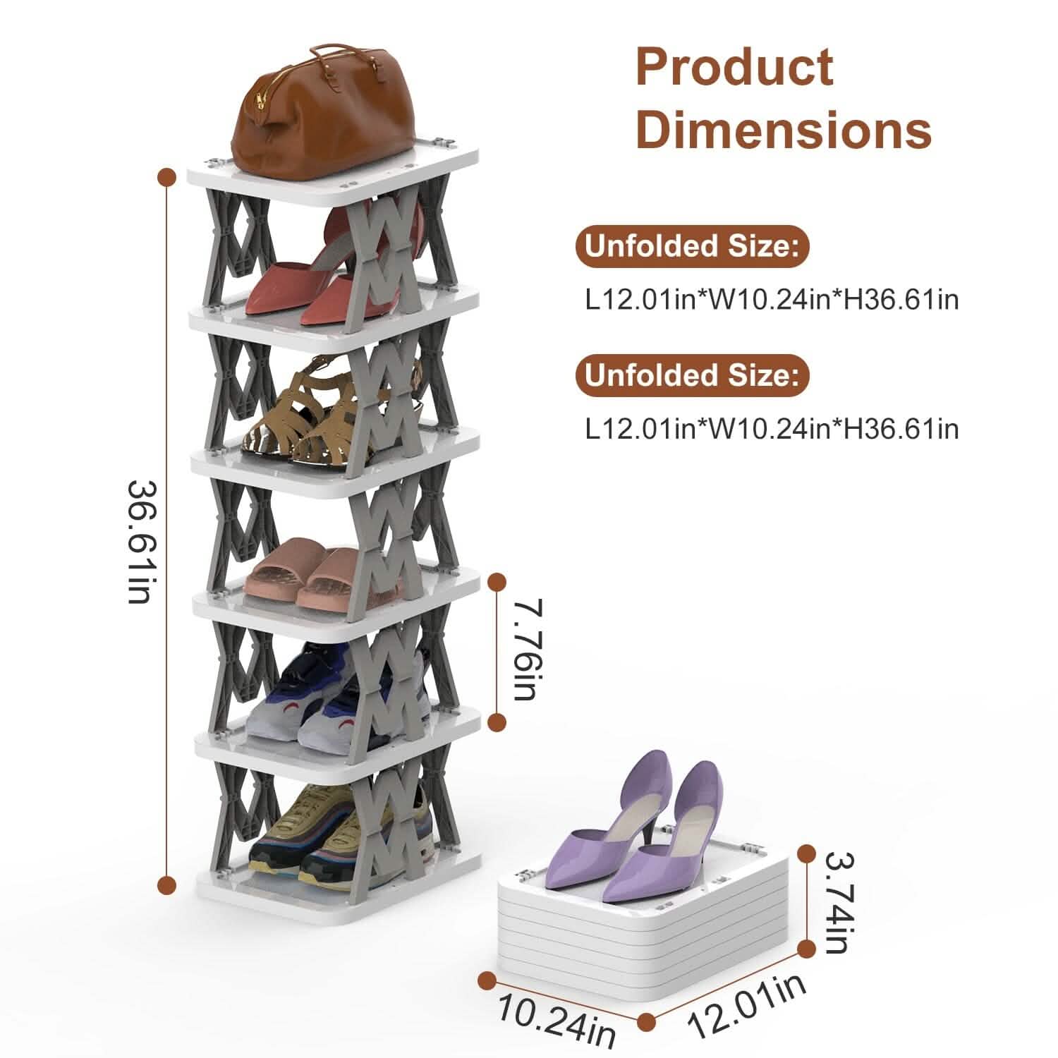 6-Tier Foldable Vertical Shoe Rack DailySale
