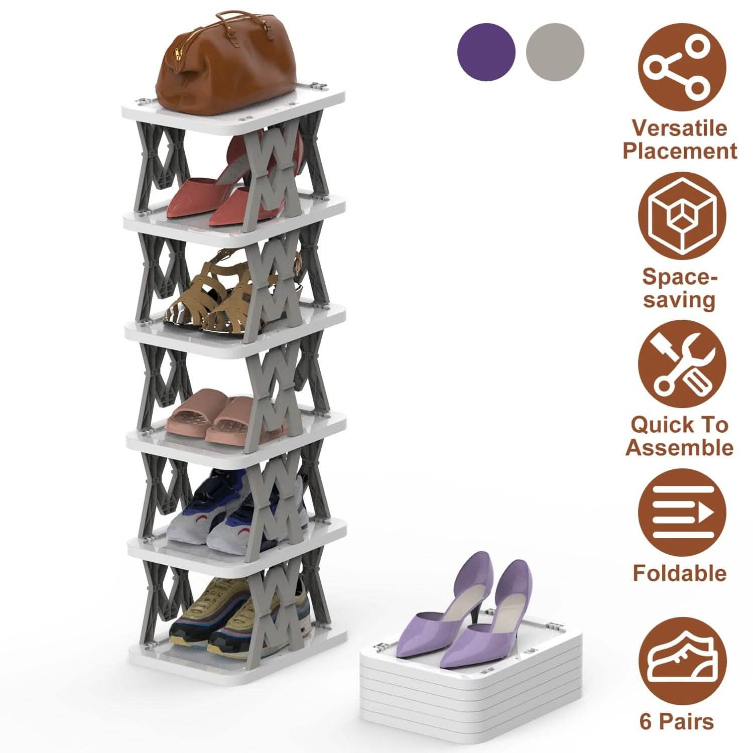 6-Tier Foldable Vertical Shoe Rack DailySale