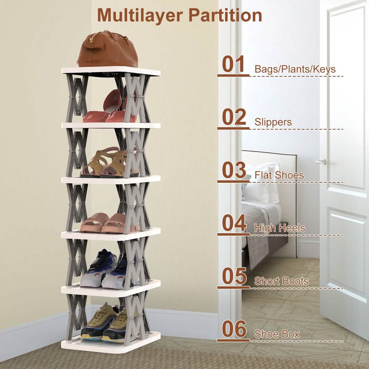 6-Tier Foldable Vertical Shoe Rack DailySale