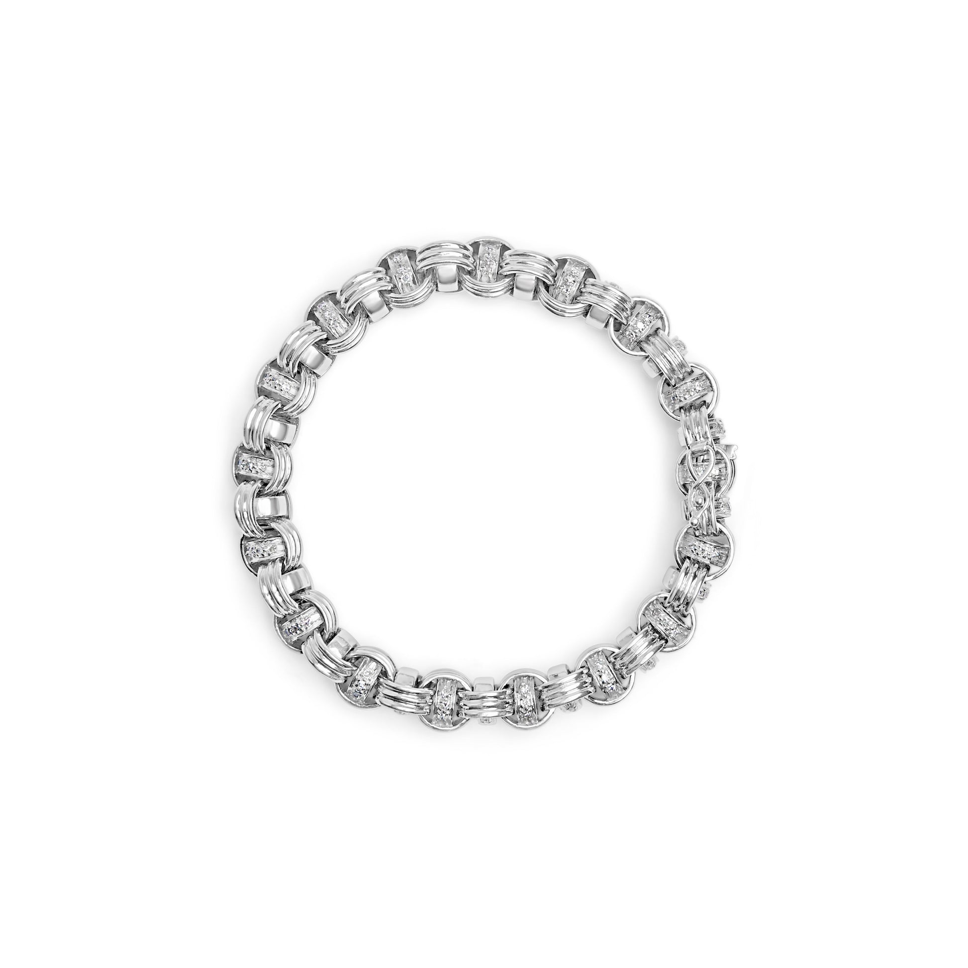 14K White Gold 1/2 Cttw Diamond Knotted Byzantine Link Bracelet (H-I Color, I2-I3 Clarity) - 7" Inches Bids.com