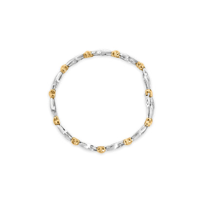 10k Two-Toned Gold 2.00 Cttw Channel Set Baguette-Diamond Weave and  "X" Spiral Link Bracelet (H-I Color, I1-I2 Clarity) - 7" Bids.com