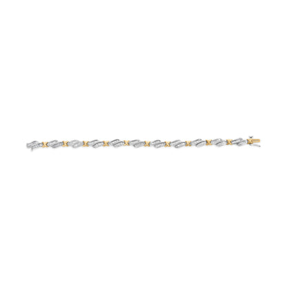 10k Two-Toned Gold 2.00 Cttw Channel Set Baguette-Diamond Weave and  "X" Spiral Link Bracelet (H-I Color, I1-I2 Clarity) - 7" Bids.com