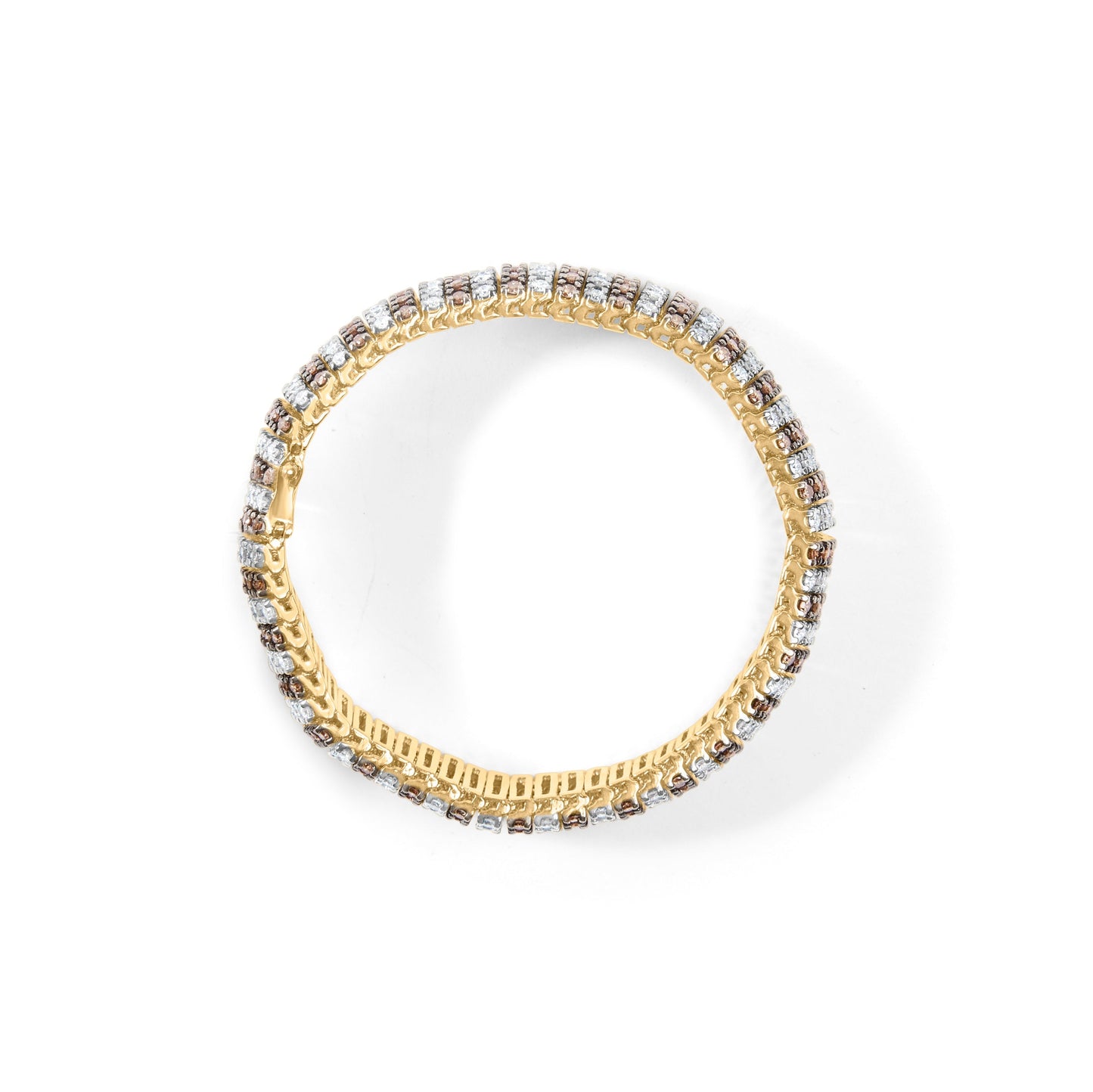 10K Yellow Gold 10-1/3 Cttw Alternating Coco Color and White Diamond 5 Row Tennis Bracelet (Brown/H-I Color, SI1-SI2 Clarity) - Size 7.25 Bids.com