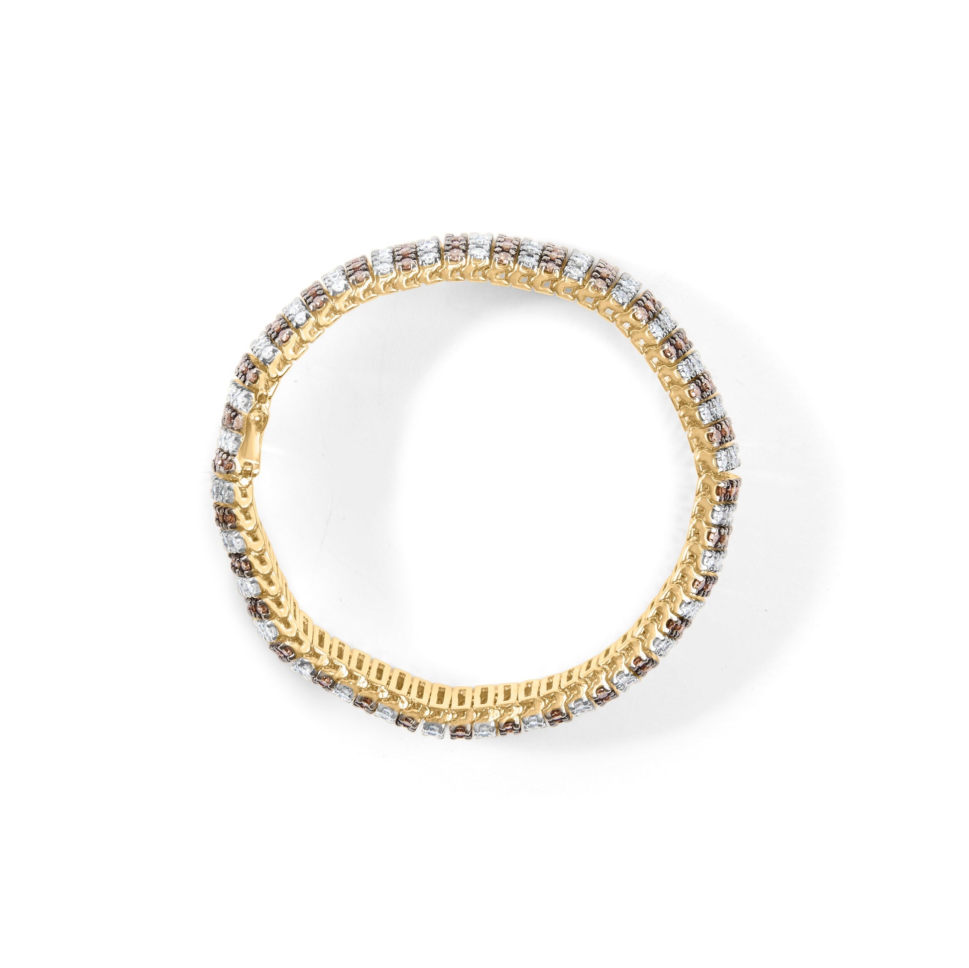 10K Yellow Gold 10-1/3 Cttw Alternating Coco Color and White Diamond 5 Row Tennis Bracelet (Brown/H-I Color, SI1-SI2 Clarity) - Size 7.25 Bids.com